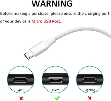 Aioneus Micro USB Cable, Android Charger Cable 1M Fast Charging Cables Nylon USB Wire Charging Lead Charger for Samsung Galaxy S7 Edge S6 S5 J7 J5 J6 J3 Note 5 A10, Huawei, LG, Kindle, Tablets, PS4