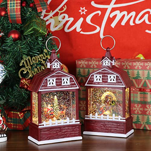 Image of Eldnacele Nativity Red Musical Snow Globe Lantern with 6H Timer