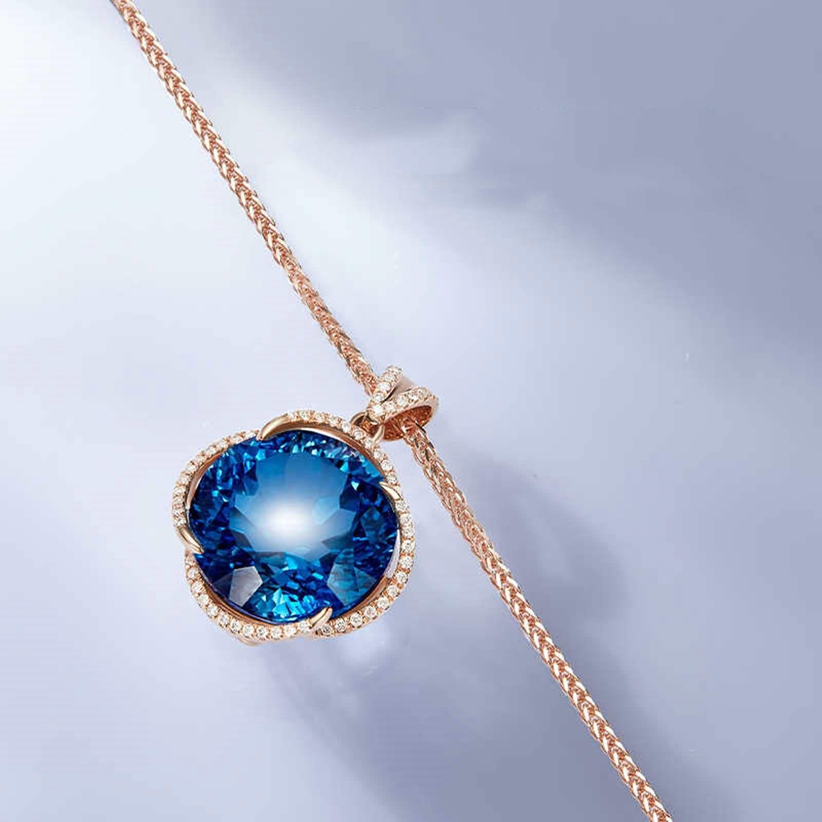 Cadena de oro rosa para mujer, auténtica 375 585 750 pétalos con