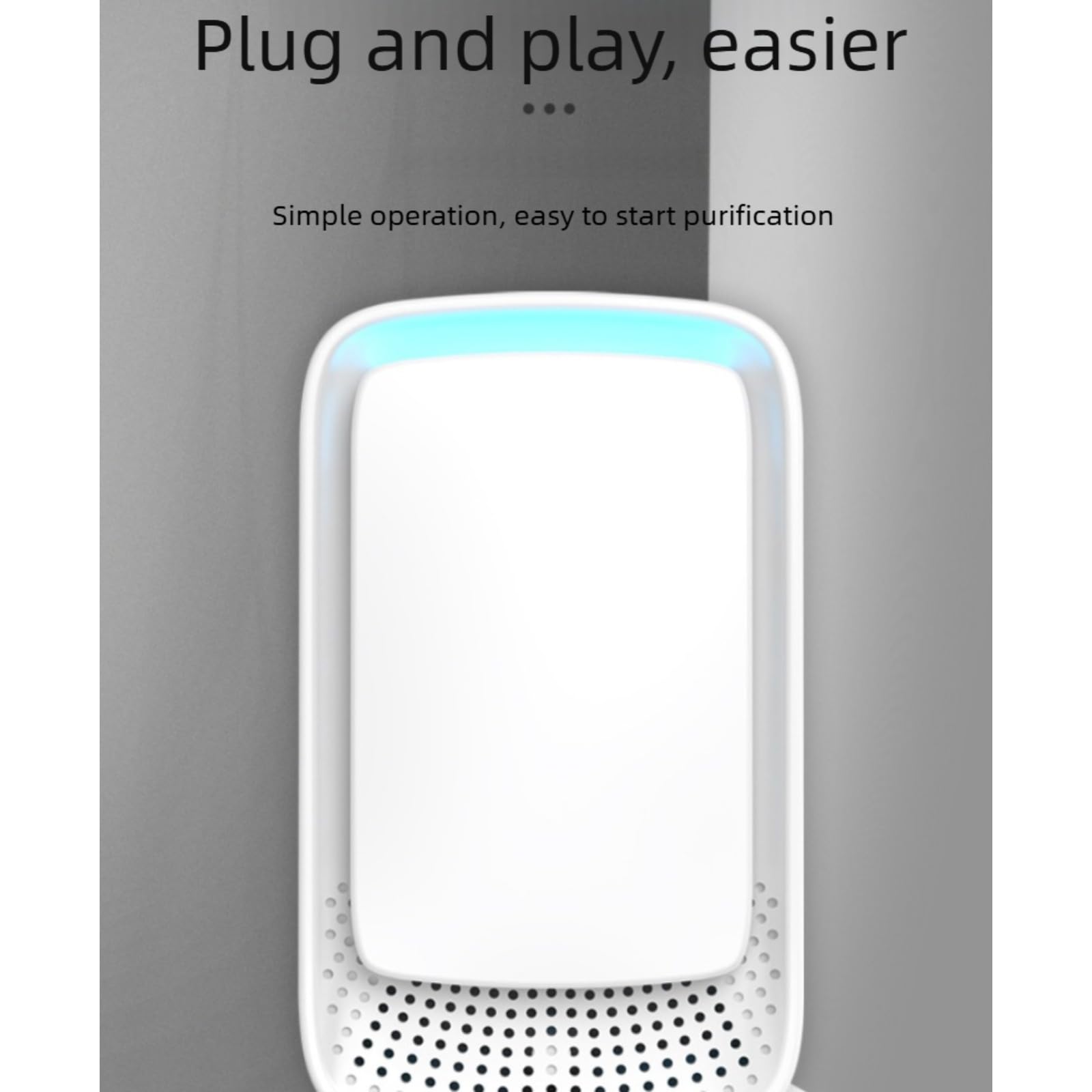 Purificatore d'aria agli ioni negativi per camera da letto, filtro dell'aria per casa, rimuove efficacemente fumo e odori di cottura, design plug and play