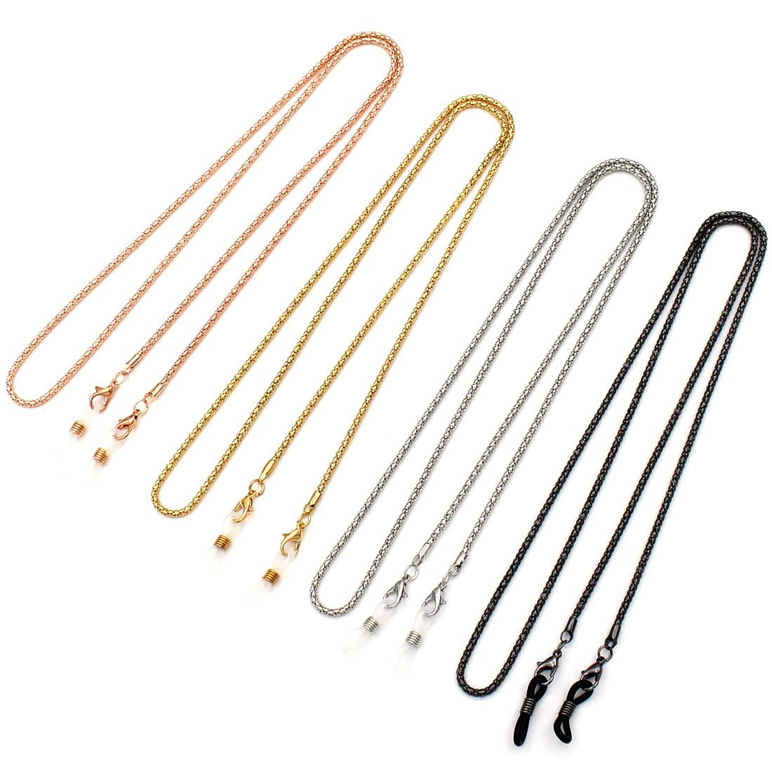 LIUJZZJ 4Pcs Cadenas de gafas para mujer con cuentas y cordones de lectura