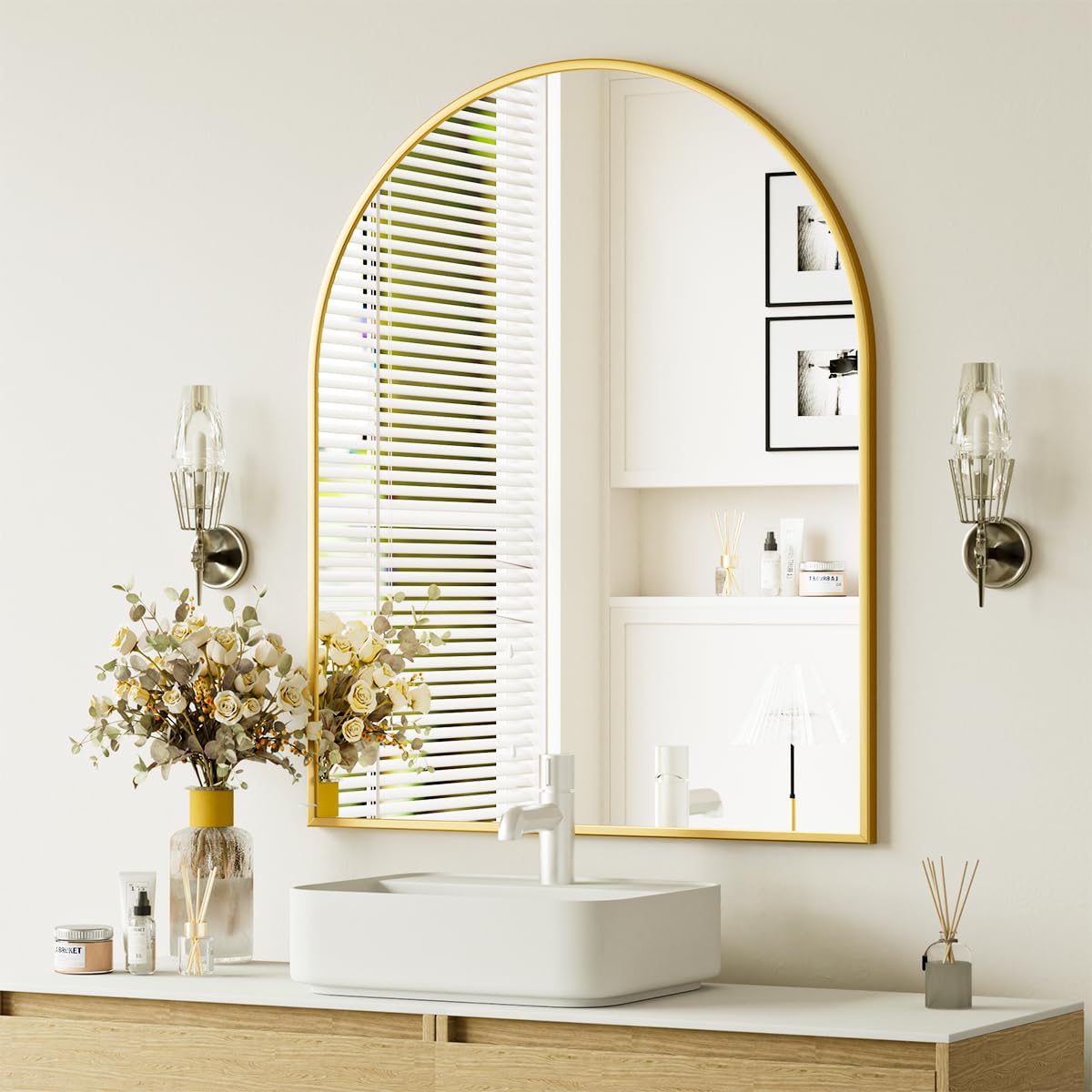 Amazon.com: Arch Bathroom Mirror, 32x34 Inch - Wall Mounted Vanity ...
