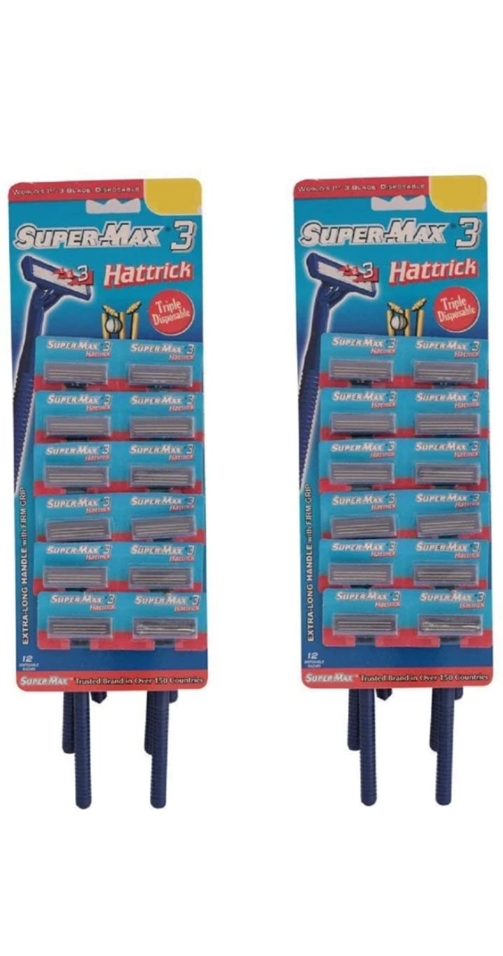 Super Max 3 Hattrick Triple Blade Disposable - 12 Razor