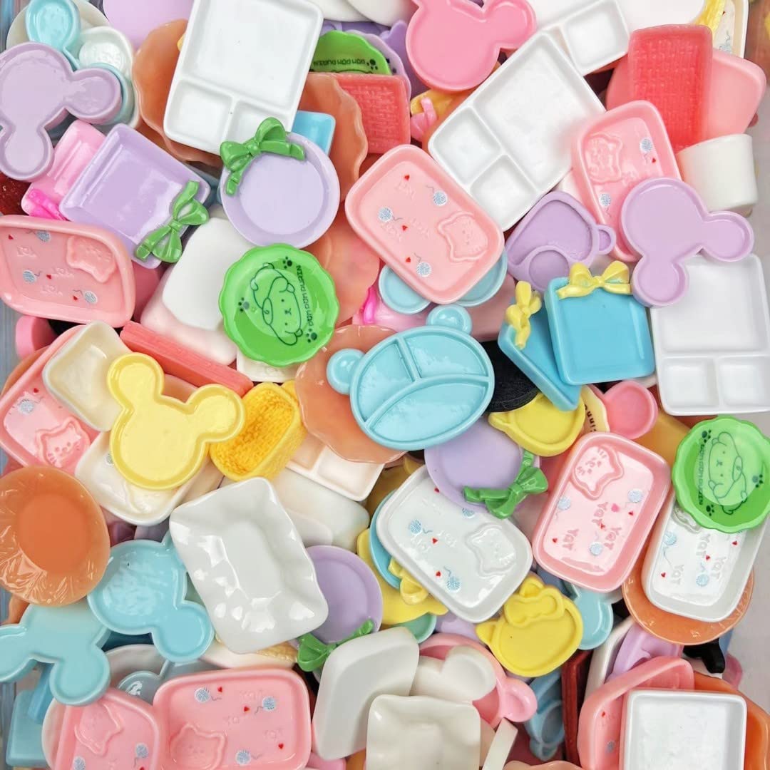 100pcs Cute Slime Charms Mixed Set Resin Flatback for DIY Craft Making and Ornament Scrapbooking Beads Assorted Candy Fruit Cake Resin Christmas Gifts Trellis Resin Ornament Kit Making Supplies