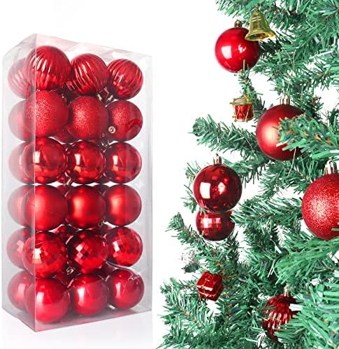 Boyigog Red Christmas Ball,36pcs Xmas Tree Balls,6cm Ornaments Decoration Baubles,Ornament Hanging Sphere Decor for Decorations Home Wedding Birthday Party Holiday(Red)