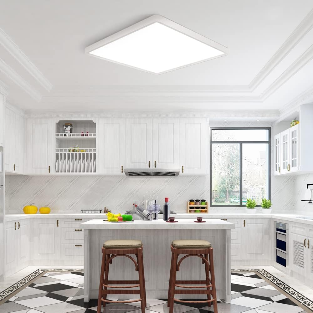 2Pack 12inch 24W LED Flush Mount Ceiling Light, 5000K Square LED Ceiling Light, 3200LM Flat LED Ceiling Light for Bedroom, Living Room, Dining Room