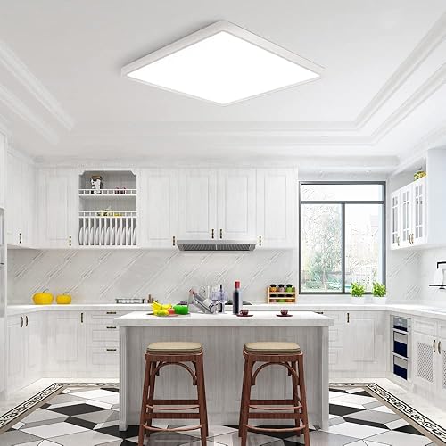 Miniatura 3 de Paquete de 2 lámparas de techo LED cuadradas de 12 pulgadas y 24 W, 5000 K, 3200 lm para dormitorio, sala de estar, comedor