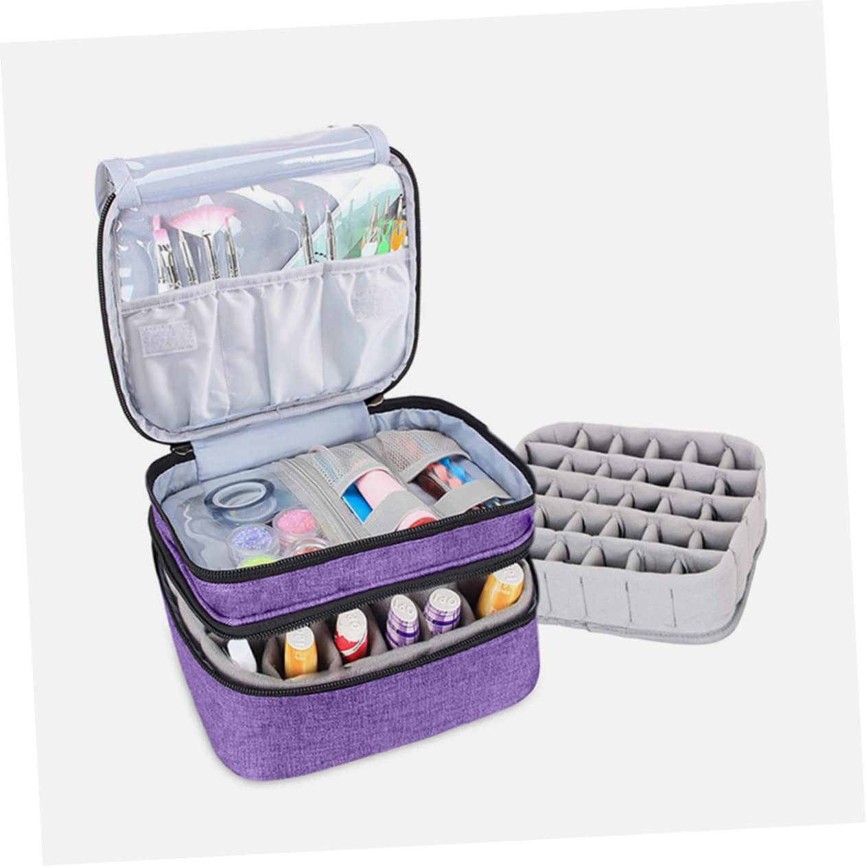 Nail Polish Storage Bag Essential Oil Holder Removable Base Purple Nail Polish Organizer