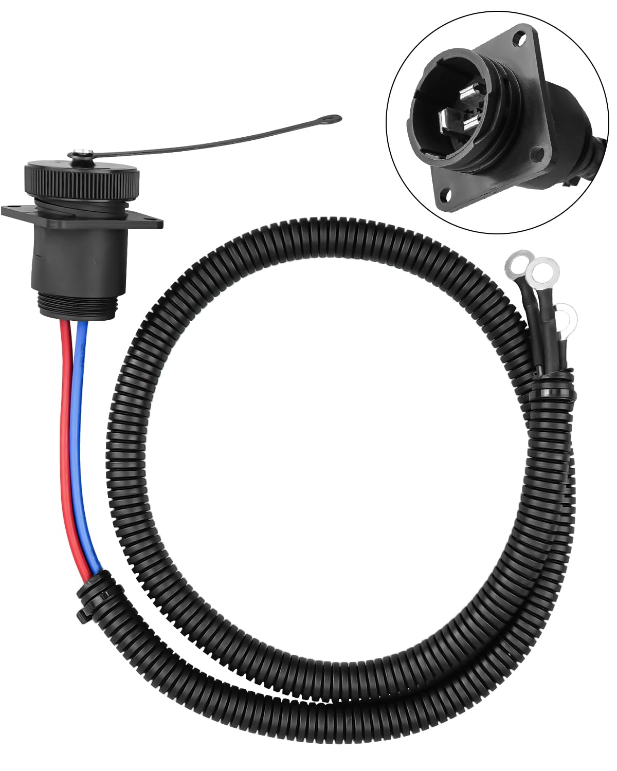 Tractor Aux Aftermarket Power Outlet Replace JD RE51091 Mates to JD RE37651 Fit for John Deere Case IH Ford CAT, etc
