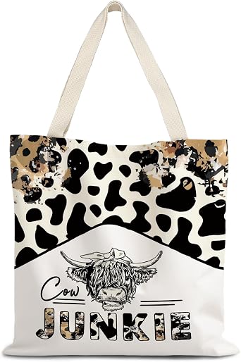 Canvas Tote Bag Aesthetic,Zoon Cow Dog Cat Tote Bag,Gifts for Women Canvas Tote Bags