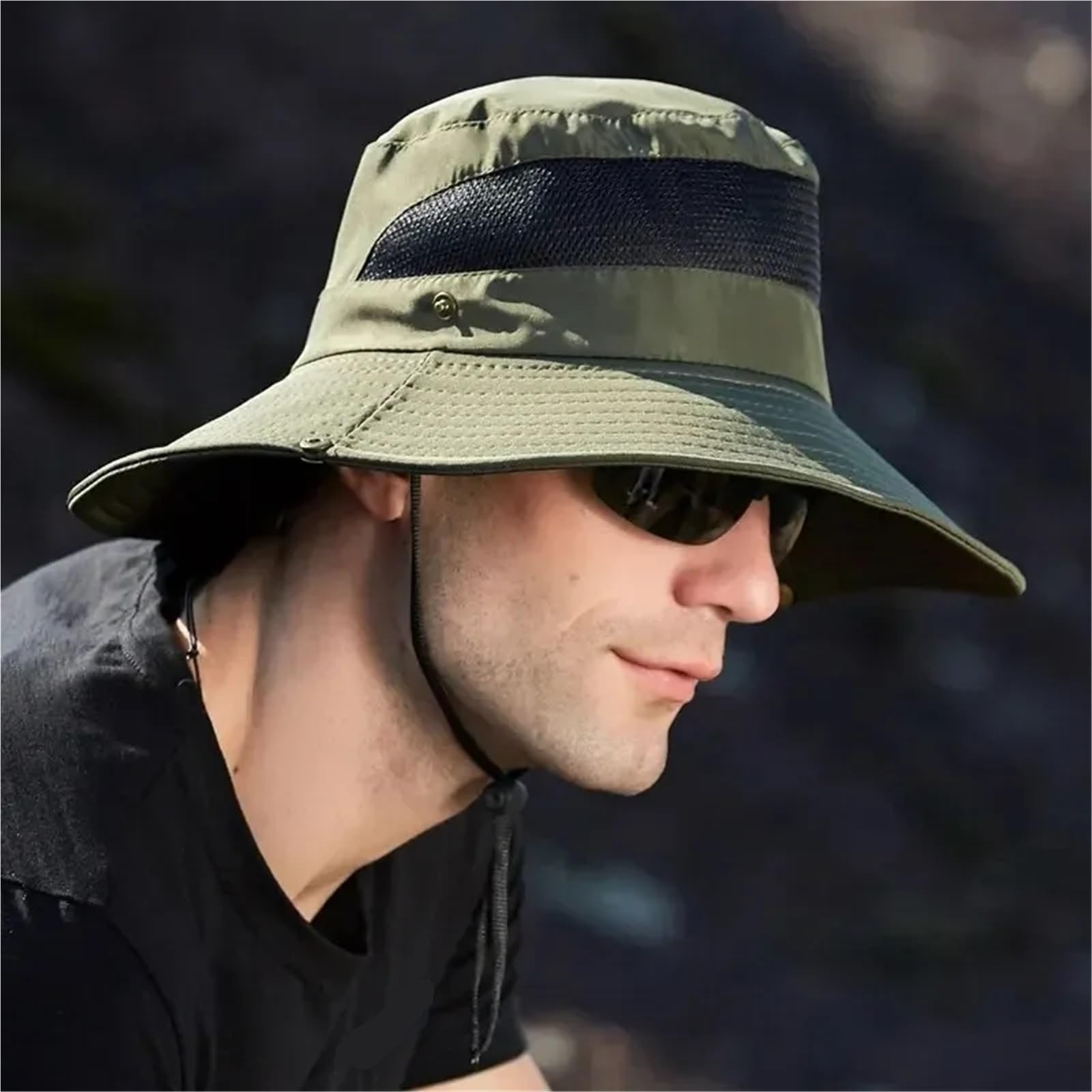 Cappello da pescatore traspirante estivo in poliestere alpinismo all'aperto grande parasole per indossare