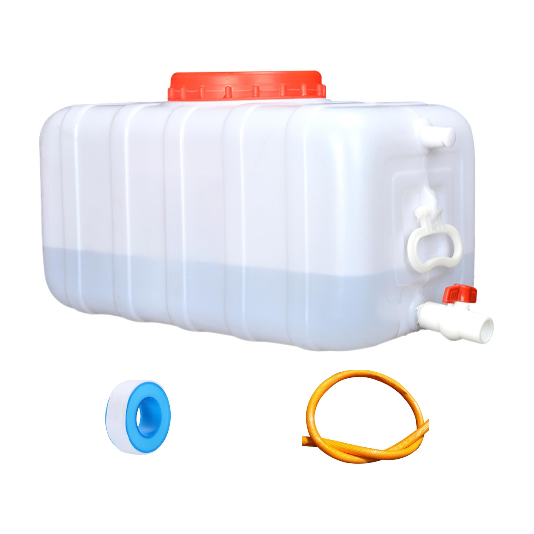Großer Wassertank mit Hahn, Weiße Tragbare Trinkwassertank, Kunststoff Frischwassertank, Lebensmittelecht, BPA Frei, HDPE, für Camping, Wohnwagen, Wohnmobil, Notfall und Garten(Size:50L)