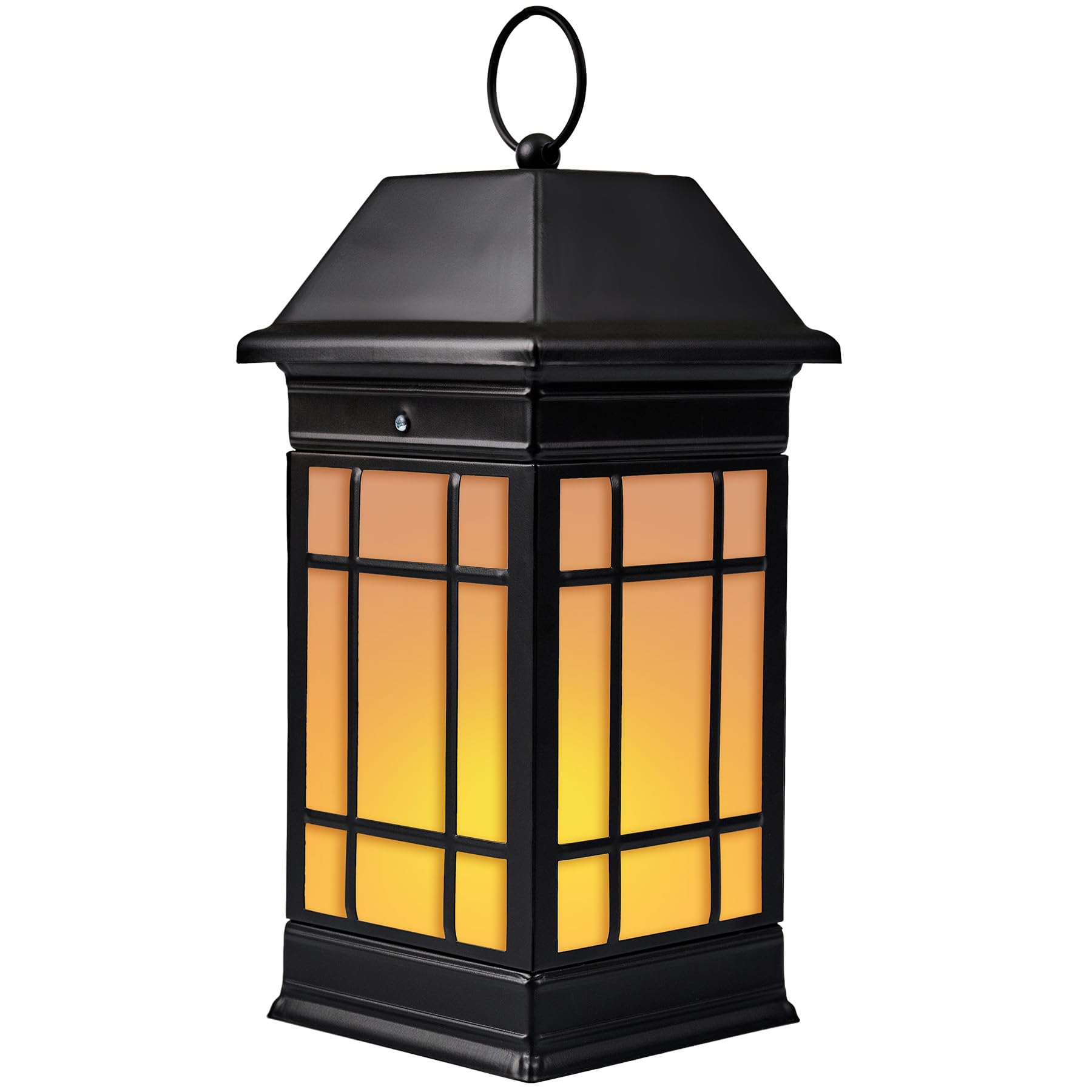 anyperfect 15.5" Solar Lantern Outdoor Waterproof, Glass Flickering Flame Solar Lanterns, Hanging Metal Lantern Decorative for Patio Front Porch