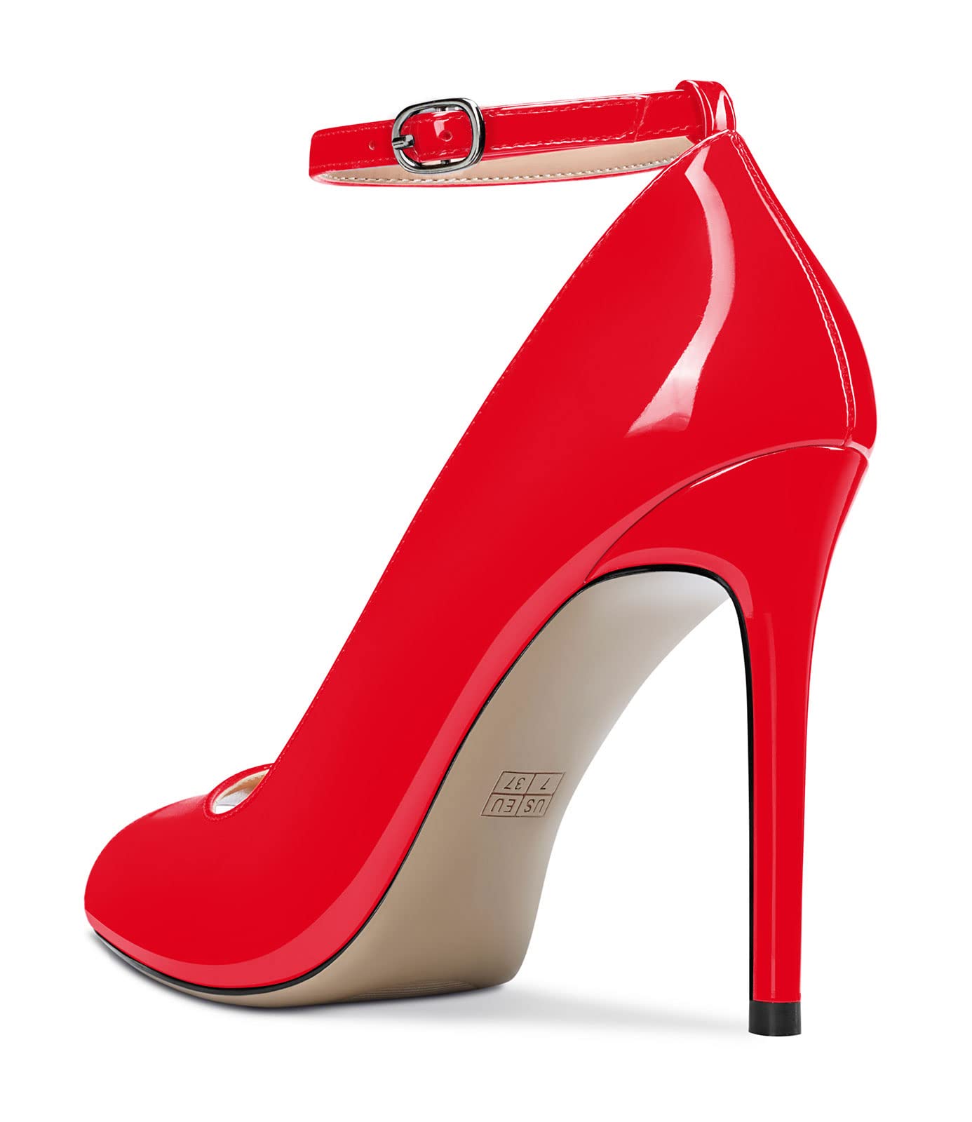 Aachcol Femmes Lanières Cheville Escarpins Aiguille Haut High Talon Heel Ouvert Rond Bout 10 CM
