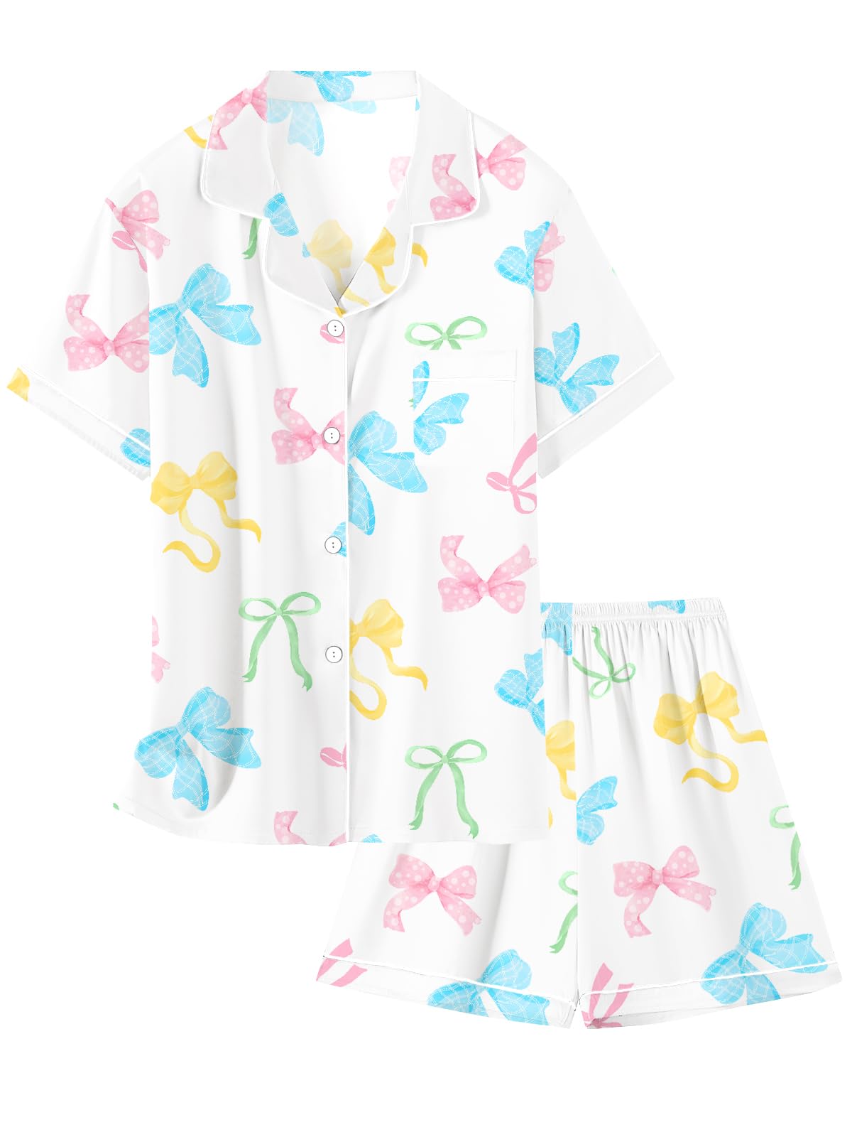 Girls &amp; Womens Satin Pajamas Set, Silk Button-Down Sleepwear 2 Piece Nightwear, 3 Years - Women XXL
