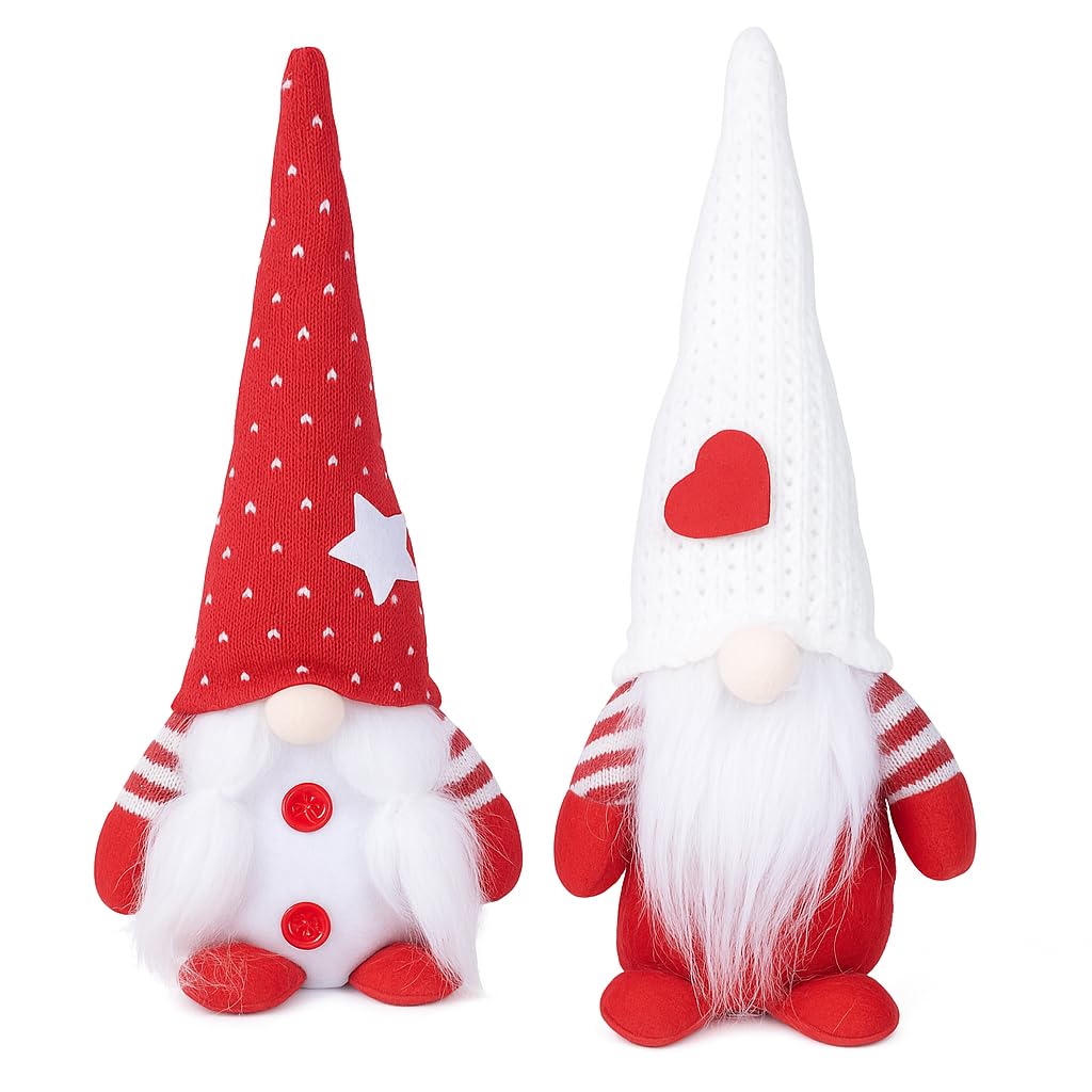 Floralcraft Red & Grey Floralcraft® Santa Gonks - Isaac & Ferrero (Set Of 2) 32Cm Tall Handmade Swedish Style Christmas Gonks