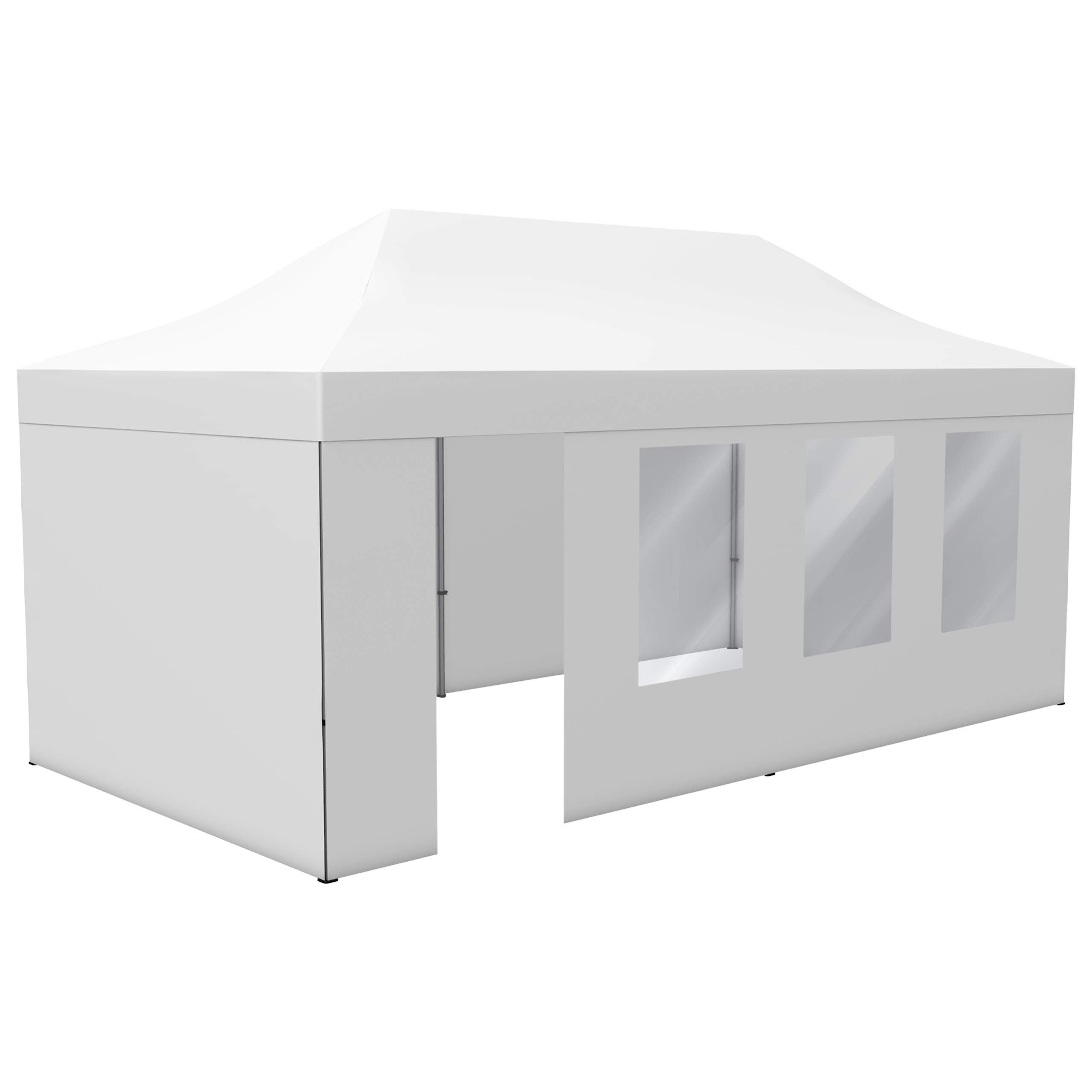 Vispronet Profi Faltpavillon Basic 3x6 m in Weiß, Stahl-Scherengitter, 4 Seitenteile