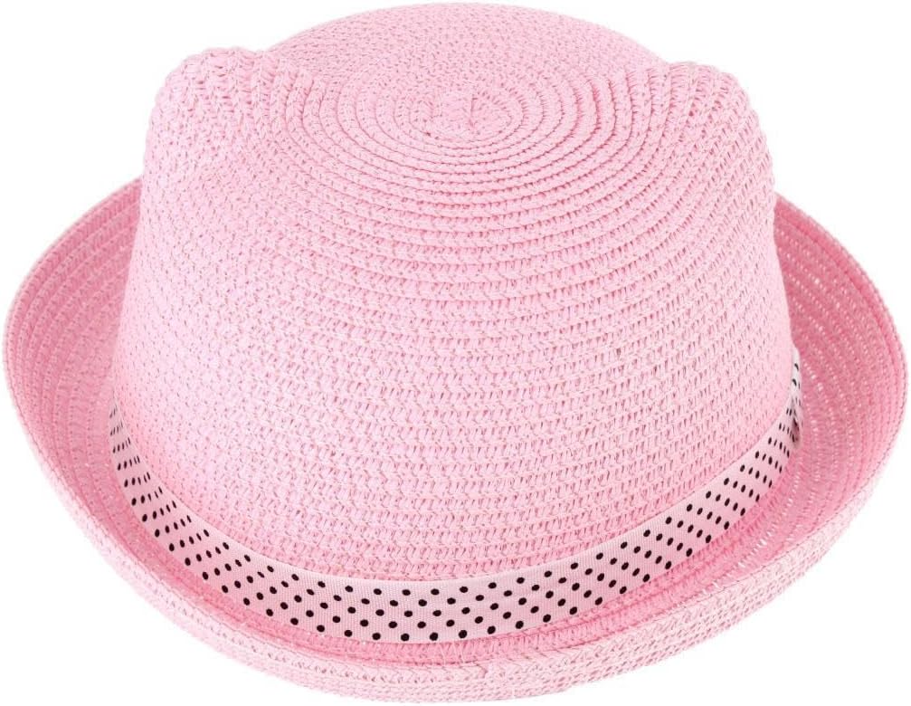 CTM Girl's Smiling Kitty Face Straw Sun Hat