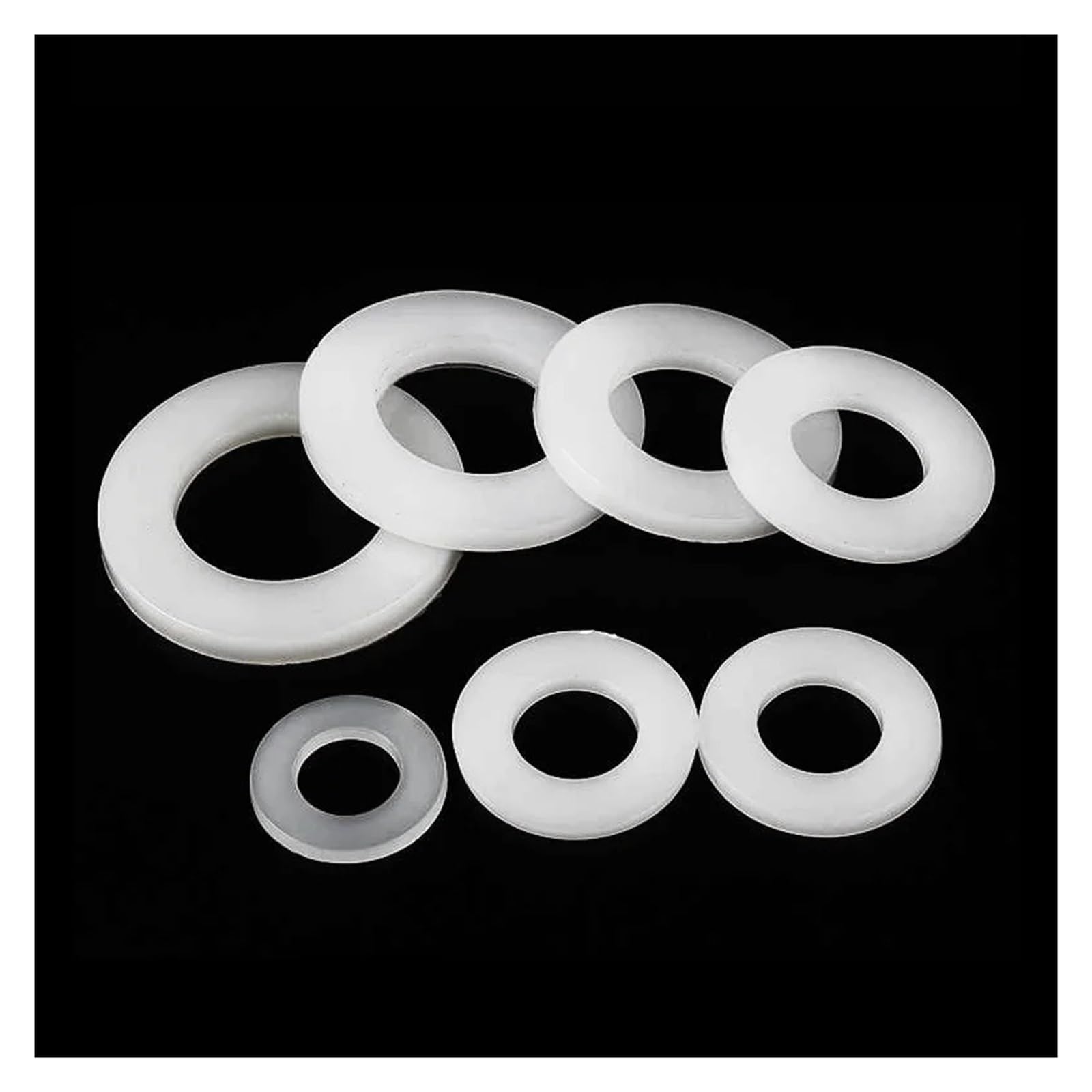 50~300 STK. Weiße flache Unterlegscheiben aus Kunststoff und Nylon M2 M2.5 M3 M4 M5 M6 M8 M10 M12 M14 M16 M18 M20/1 mm~3 mm harte Kunststoff-Dichtungsscheiben(M20x36x3-50PCS)