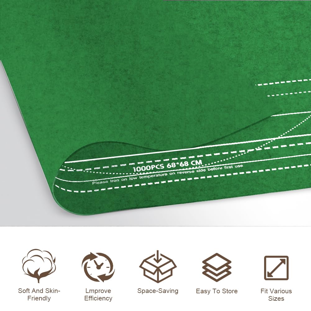 Ainiv Tappetino per puzzle arrotolabile, 2000 pezzi, 119,4 x 80 cm, portatile, in feltro, con 4 vassoi di ordinamento e borsa da viaggio, porta blocco per puzzle per adulti e adolescenti, verde