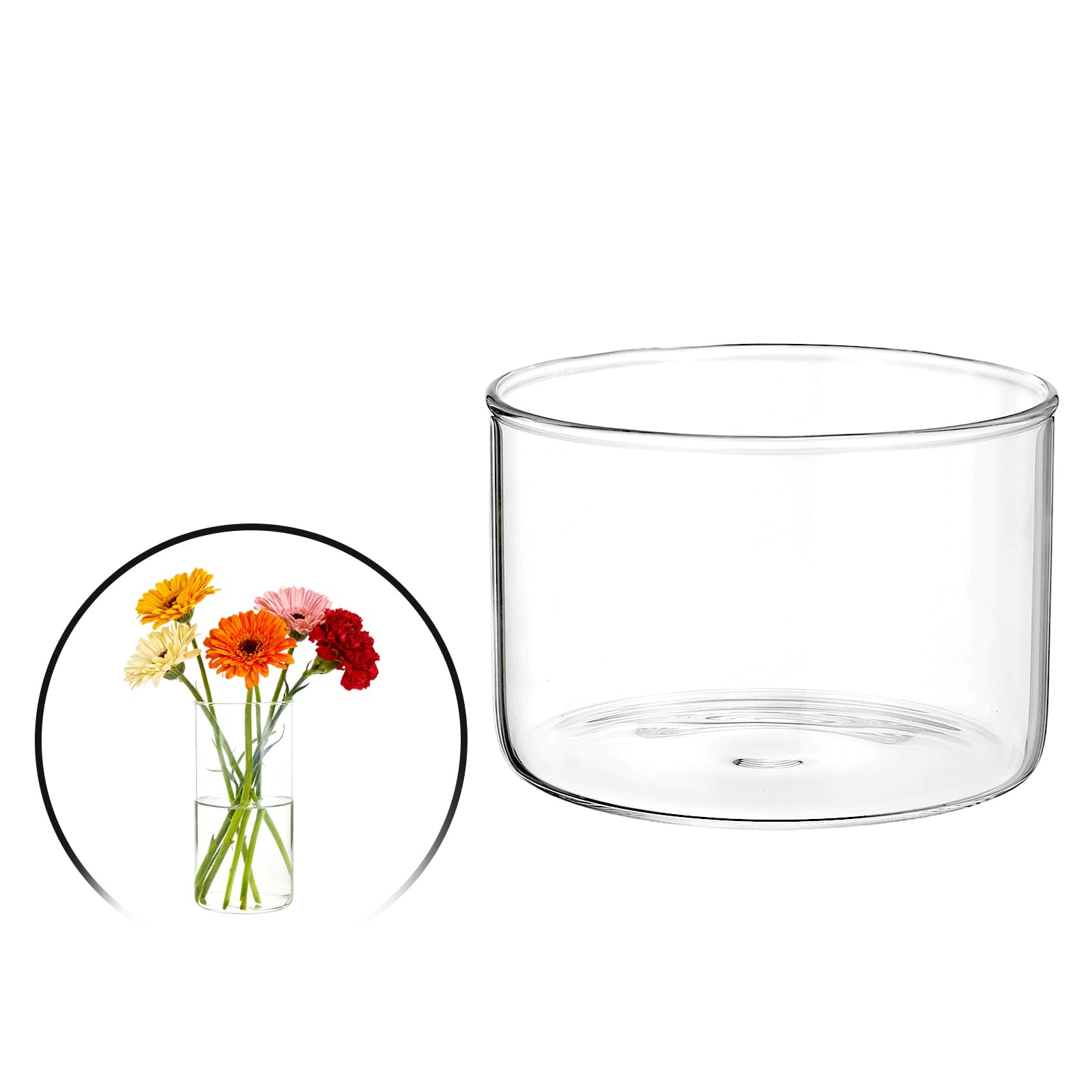 sourcing map Small Clear Cylinder Vases for Centerpiece 54oz, 4 Inch Tall Glass Flower Vase Floating Candle Holder for Bouquet Table Shelf Decor Home Wedding Party