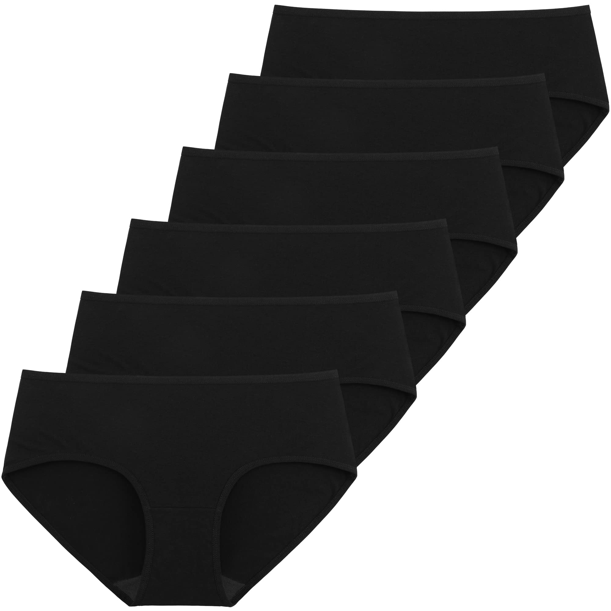 INNERSY Unterhosen Damen Schwarz Stretch Baumwolle Hipster Unterwäsche 6er Pack (M/40 EU, 6 Schwarz)