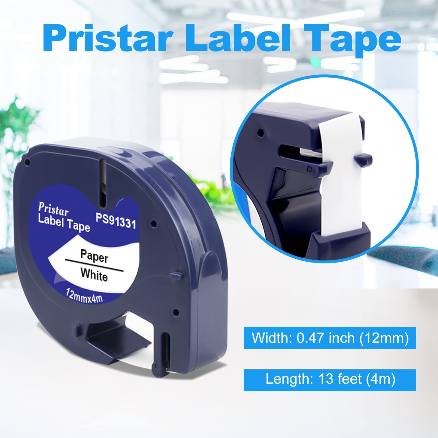 Ruban pour Étiqueteuse Pristar 12mm x 4m Compatible Dynmo 12267 LT-100H LT-100T