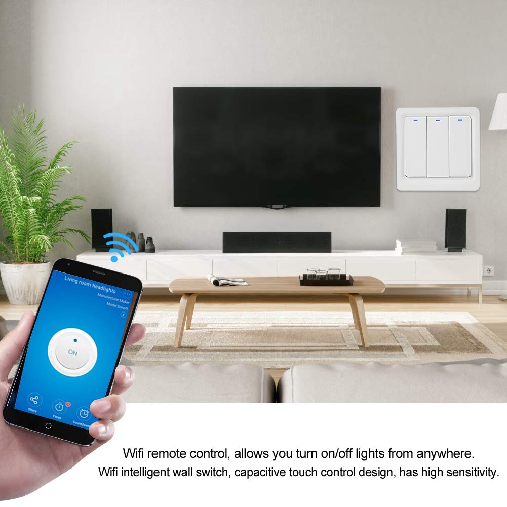 Interruttore luce touch WiFi Smart Wall, controllo vocale compatibile con Home EU 100 250V 15A