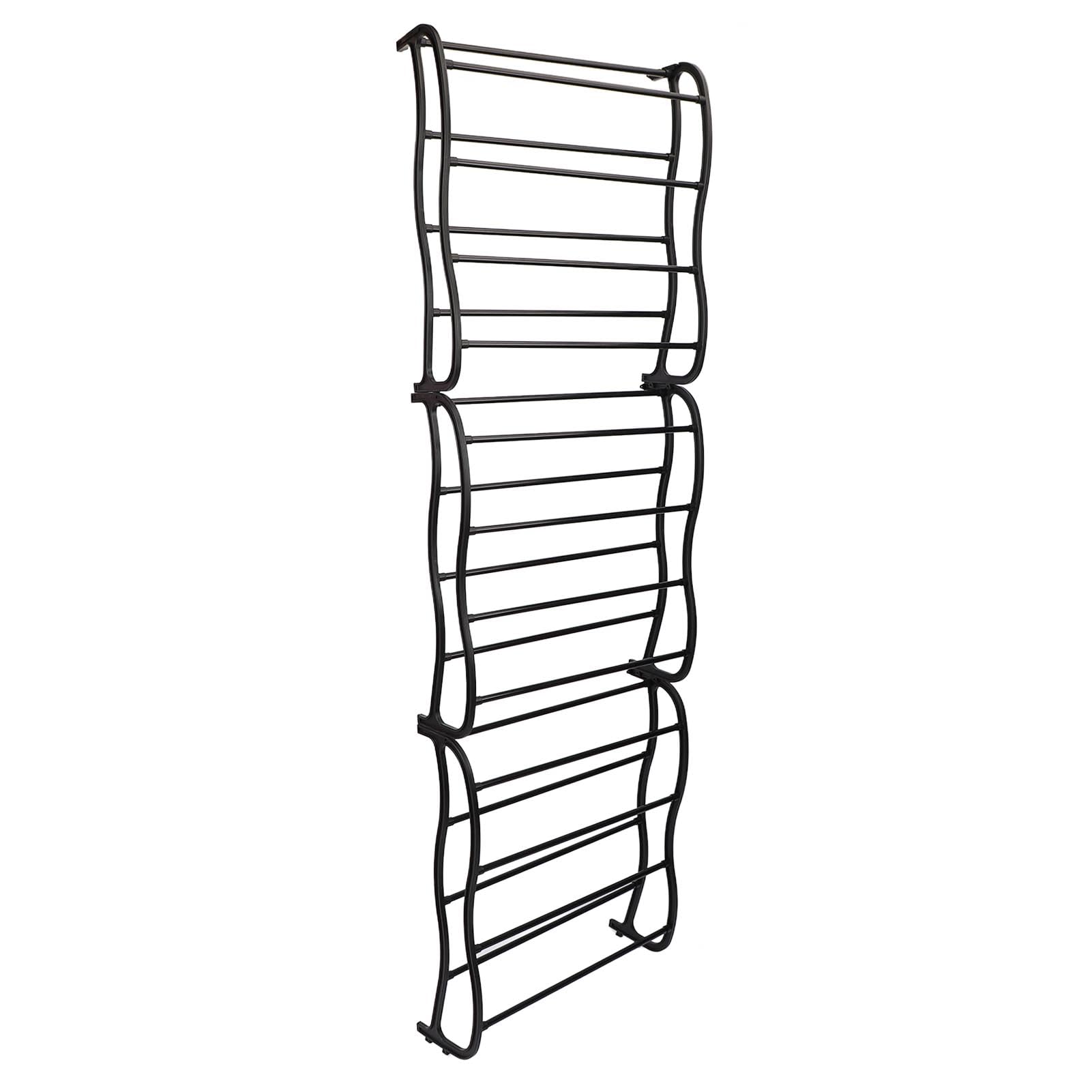 Zapatero de 12 niveles para colgar en la pared, organizador multifuncional para zapatos, color negro