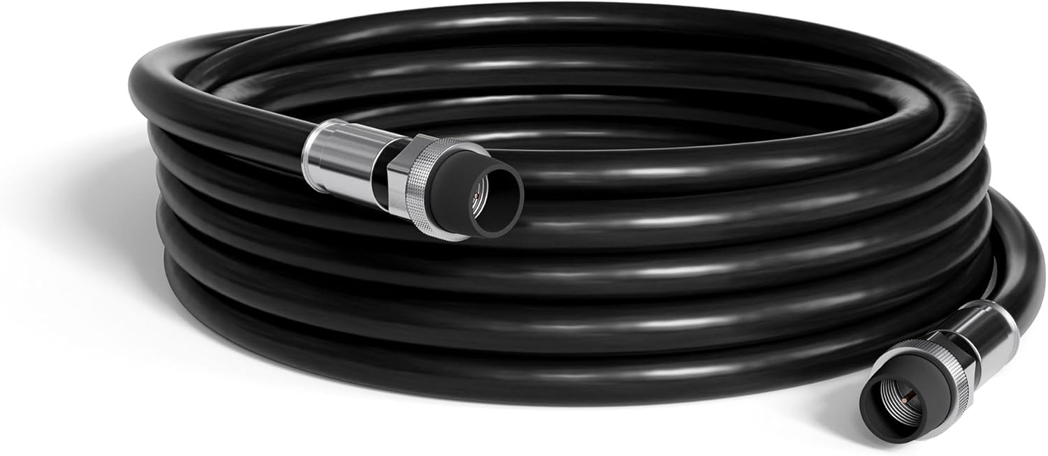 THE CIMPLE CO RG6 Coaxial Cable 25FT Black - Weatherproof Dual Shield for TV, Internet, Satellite, Antenna - Indoor/Outdoor Low-Loss 75 Ohm