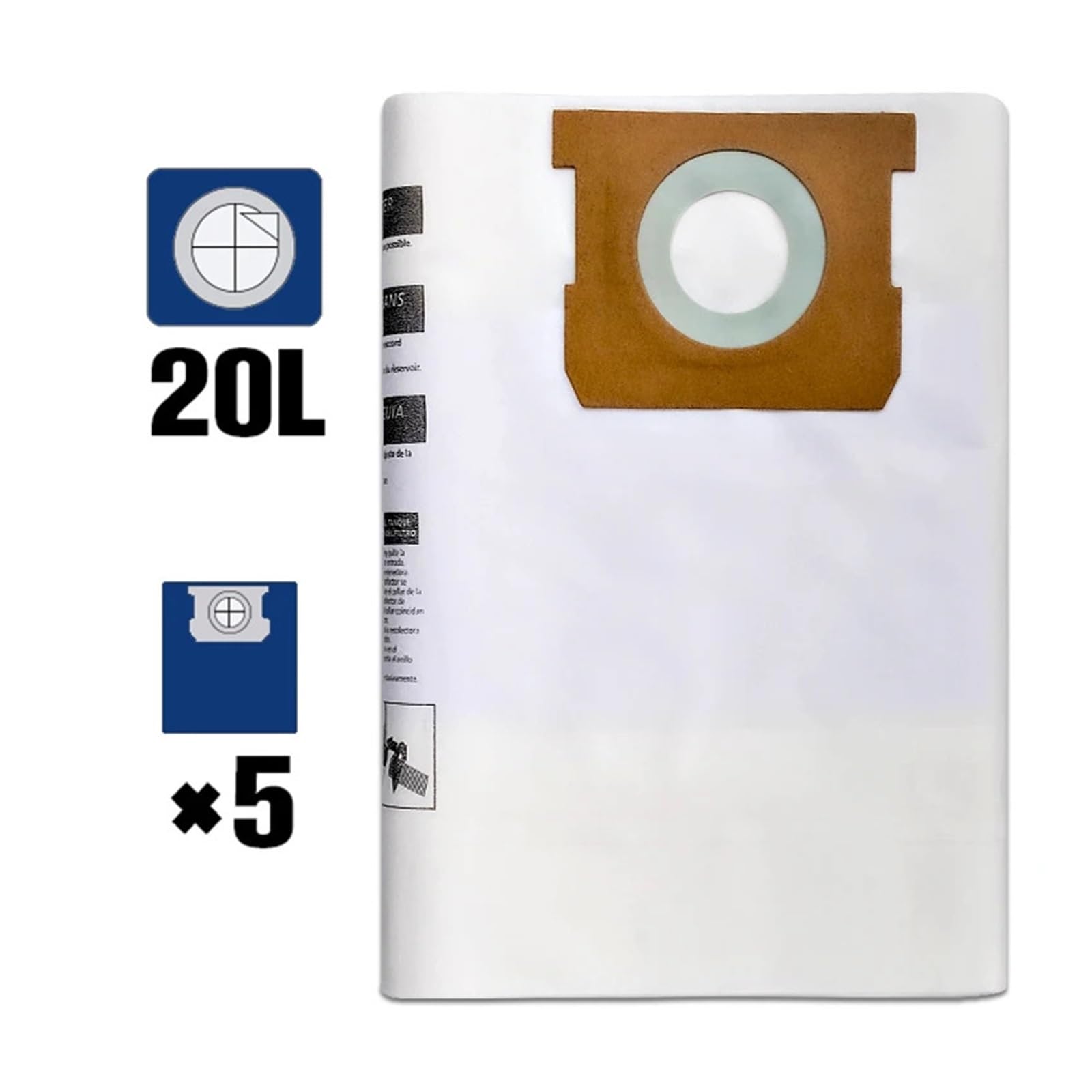 5 Paquetes De Bolsas De Polvo Desechables Universales, Bolsas De Filtración For Aspiradoras En Seco Y Húmedo, Compatibles Con VacMaster, Compatibles Con Shop Vac.Vacuum Dust Bag(5pcs 30L)