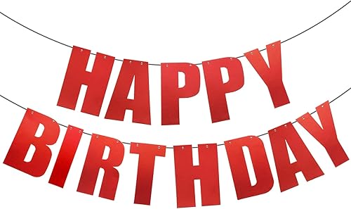 Cartel de feliz cumpleaños para decoraciones de fiesta de cumpleaños, color rojo