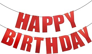 Happy Birthday Banner for Birthday Party Decorations Red