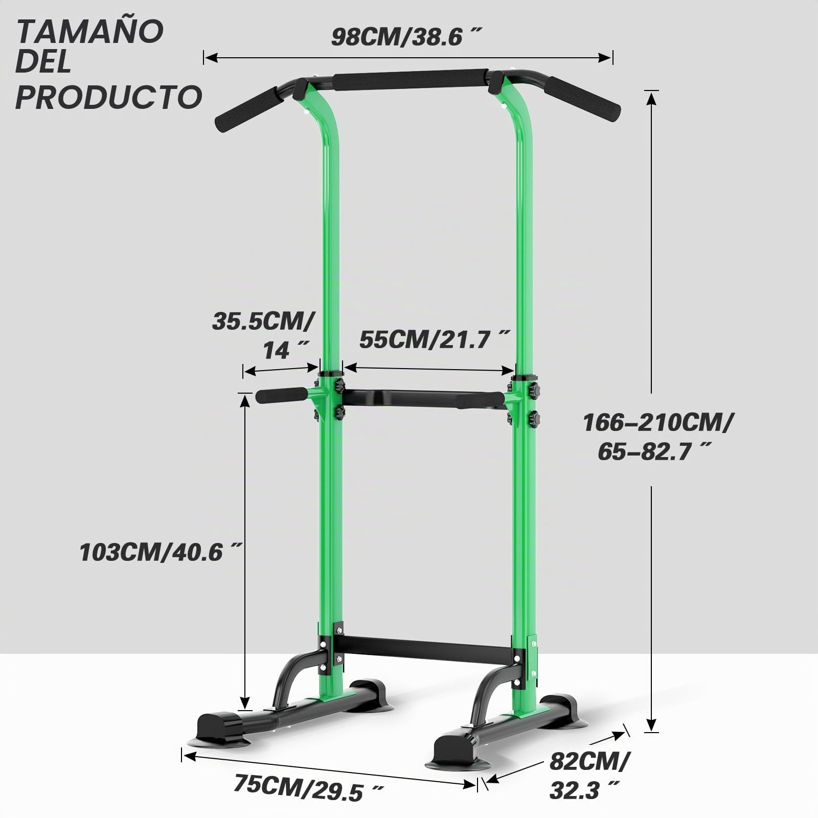 SogesPower Torre de Potencia, Power Tower, con Barra de Dominadas para Gimnasio en Casa, con Altura Ajustable, Equipo de Entrenamiento de Fuerza