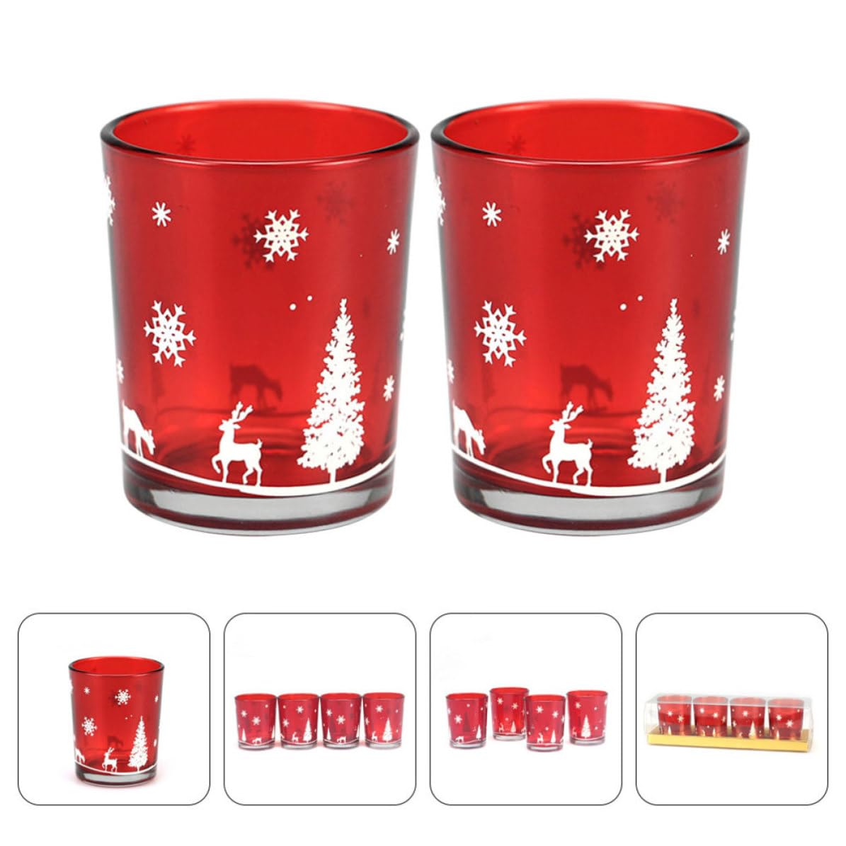 BESPORTBLE 10 Pezzi Portacandela Natalizio in Vetro Rosso, Tazza Decorativa