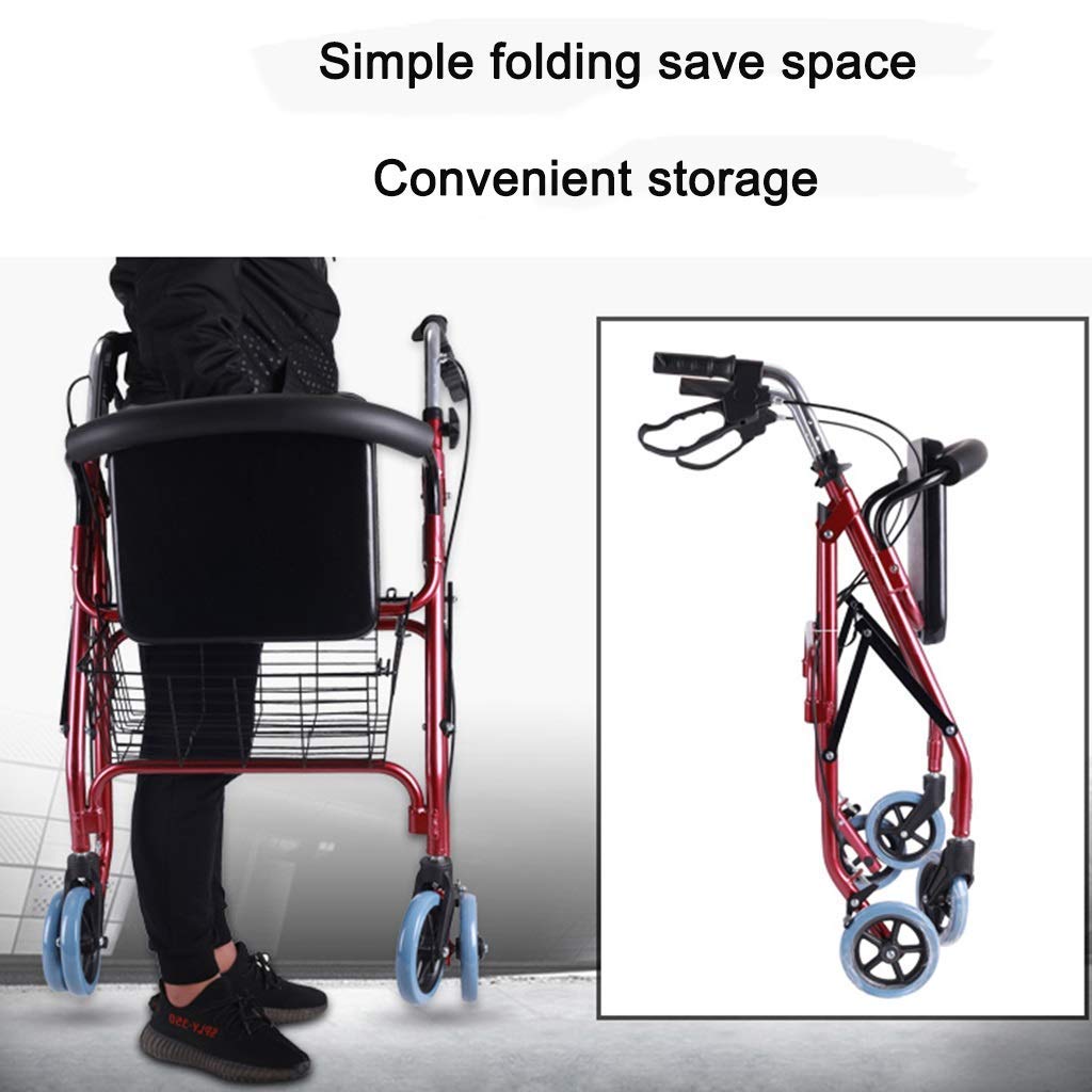 Deambulatori Deambulatore Andador Comodo Carrello Pieghevole per Anziani Walker in Lega di Alluminio Multi-Funzione Walker a Quattro Ruote Deambulatore Standard Walkers Comfortable Anniversary