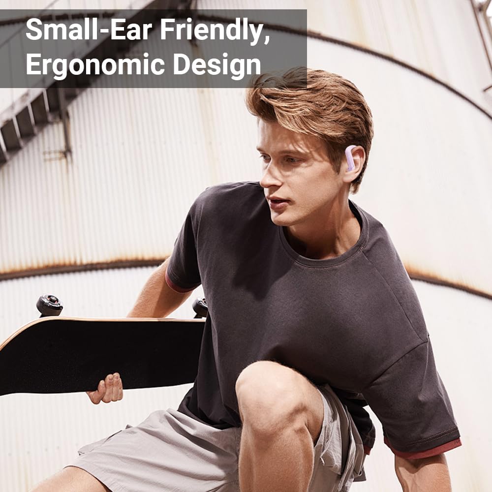 Open Ear Headphones Sport Ear-Buds,Wireless Earbuds Noise Cancelling Bluetooth Ear Buds in Ear Headphones, Stereo Deep Bass,Lightweight inear Earphones with Mic for iPhone Android Phone Purple image 8 of 8 B0FLN1X1V1