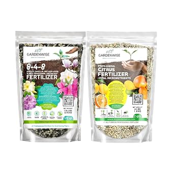 GARDENWISE 8-4-8 Acidic Fertilizer for Azaleas & Professional Citrus + Vital Micronutrients Bundle - Balanced NPK for All Citrus Indoor and Outdoor Plants & Flowers 1/2 & 2 Quart