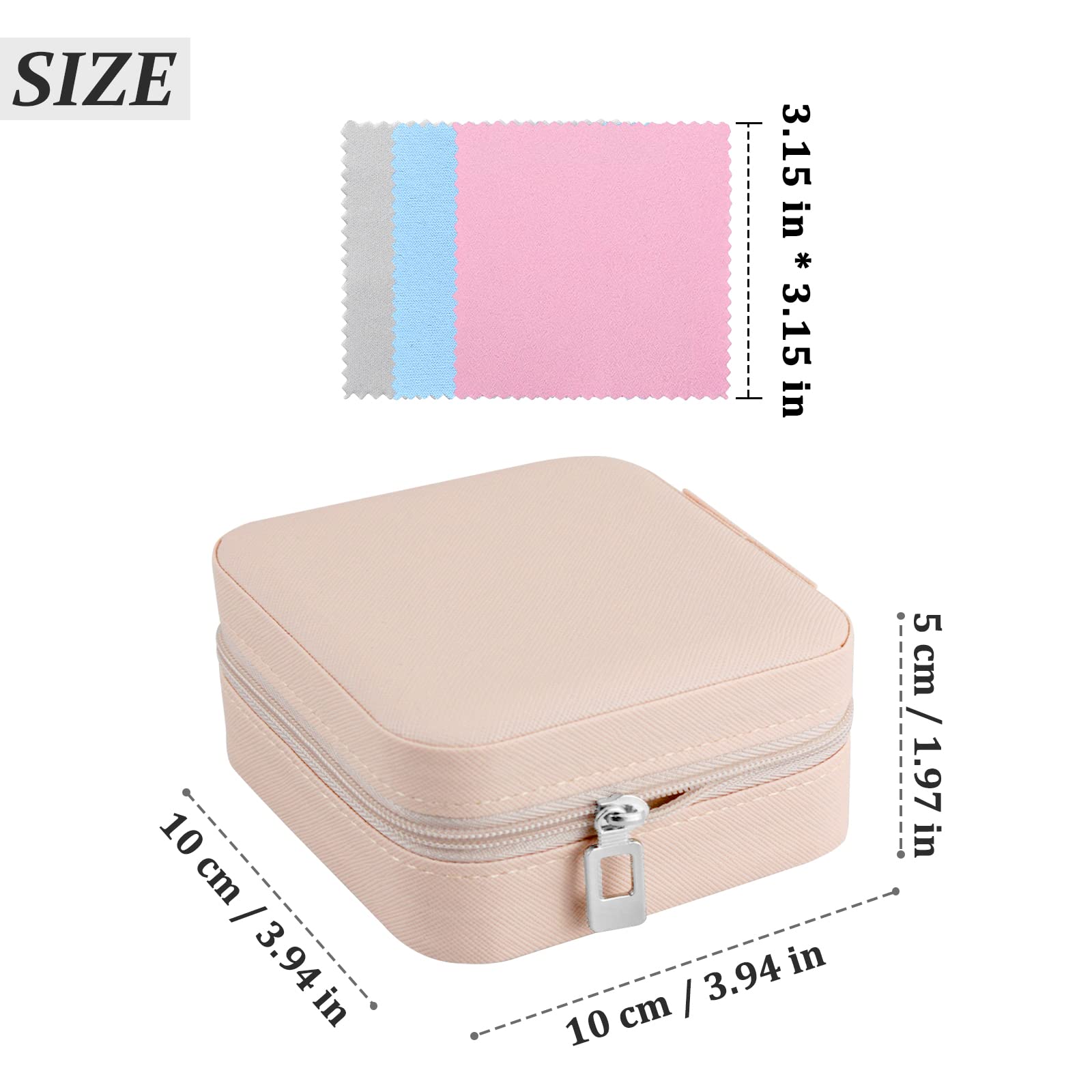FuninCrea Portagioie Viaggio, Piccolo Portagioie Donne in pelle PU con 3 pezzi di Panno d'argento, Portagioie Ragazze Scatole Portagioie Portatile da Viaggio per Orecchini, Anelli, Collane (Rosa)