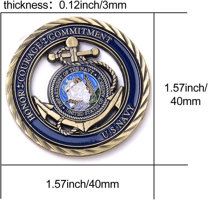 USA Navy Core Values Challenge Coin Collector's Medallion (Pack of 3)