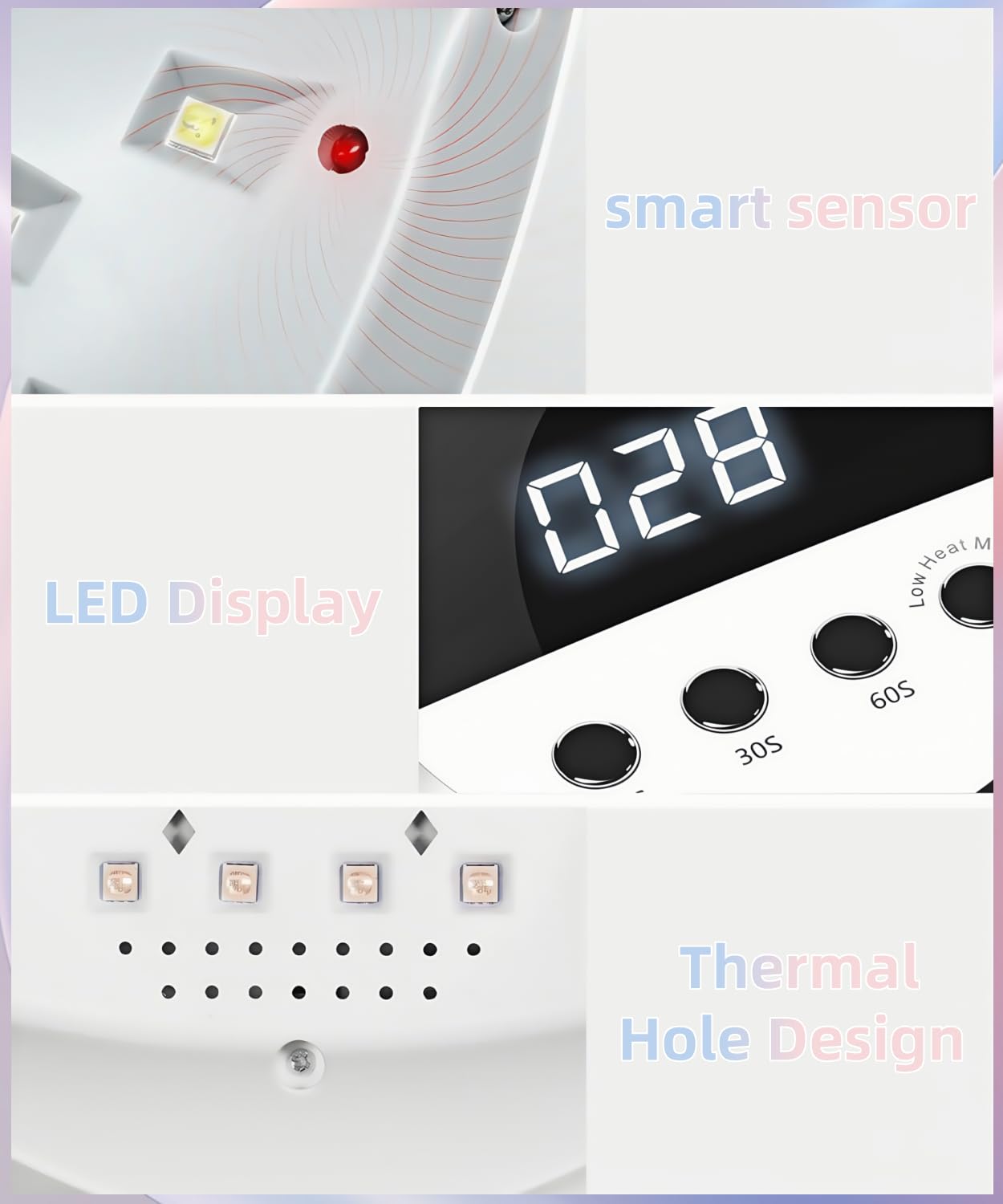 Lampada UV LED 320W 72 LED per Unghie, Sensore Automatico, 4 Timer, Asciugatura Rapida per Mani e Piedi