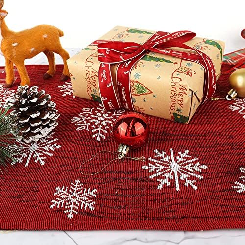 VidFair Christmas Table Runner Embroidered Christmas Tree Snowman Table Runner Christmas Tablecloth Christmas Decorations for Xmas Holiday Kitchen Dining Table Decoratio(13x72 inch)