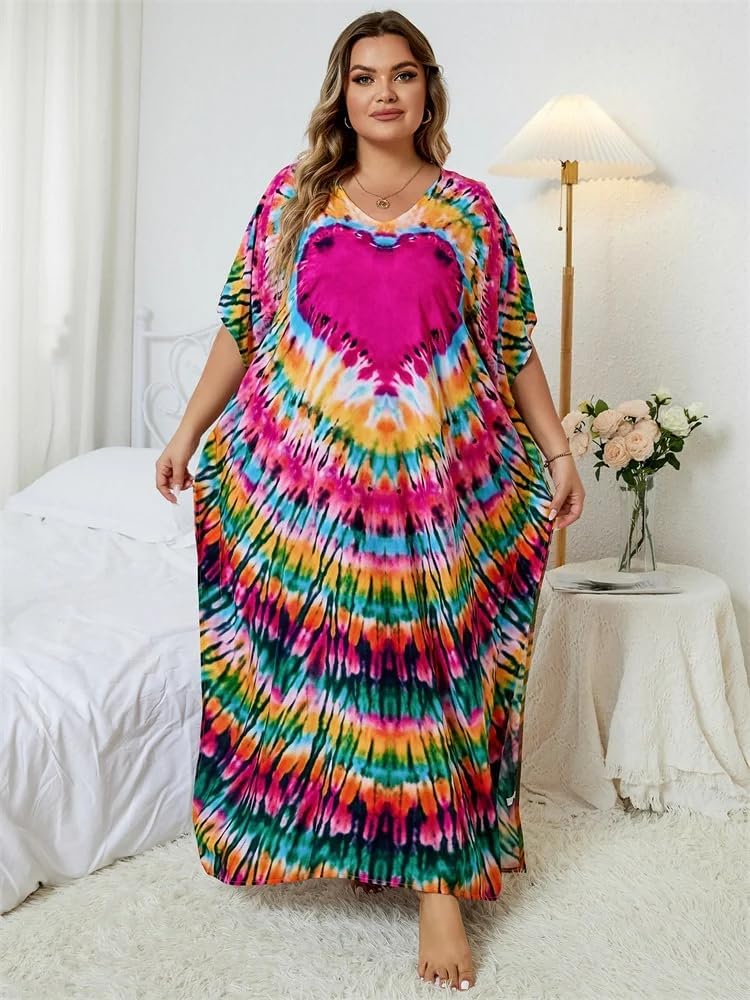 LIXINGHEITANG Size Summer Casual Print Sleeve Women Clothing Moroccan Holiday Beachwear Swimsuit