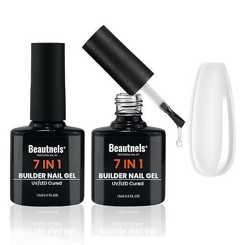 2 piezas de gel constructor para uñas, 7 en 1 constructor de gel transparente para uñas, lámpara LED de uñas dura, fortalecedor de uñas, extensión