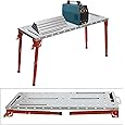 Movable Welding Table,36"x18"Welding Tool Car,Movable Welding Workbench Table,Easy Setup Portable Workbench,Heavy-Duty Load Capacity,with Tool Slots and Fixture Holes,Tool Tray