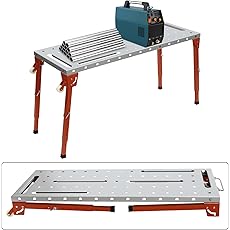 Movable Welding Table,36"x18"Welding Tool Car,Movable Welding Workbench Table,Easy Setup Portable Workbench,Heavy-Duty Load Capacity,with Tool Slots and Fixture Holes,Tool Tray