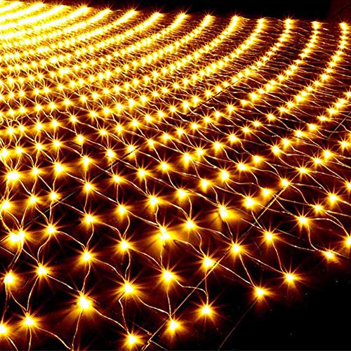 baceyiove 627 LEDs Lichternetz 6M x 4M Lichterkette Netzlicht 8 Modi IP44 wasserdichte Indoor Outdoor Dekorationen für Weihnachten Party Geburstag Hochzeit Wohnzimmer KinderzimmerYellow