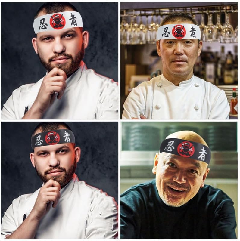 Ninja Chef Hairband Set 8Pcs Japanese Sushi Headband Karate Bandana for Cooking Martial Arts Training and Themed Parties - Image 7
