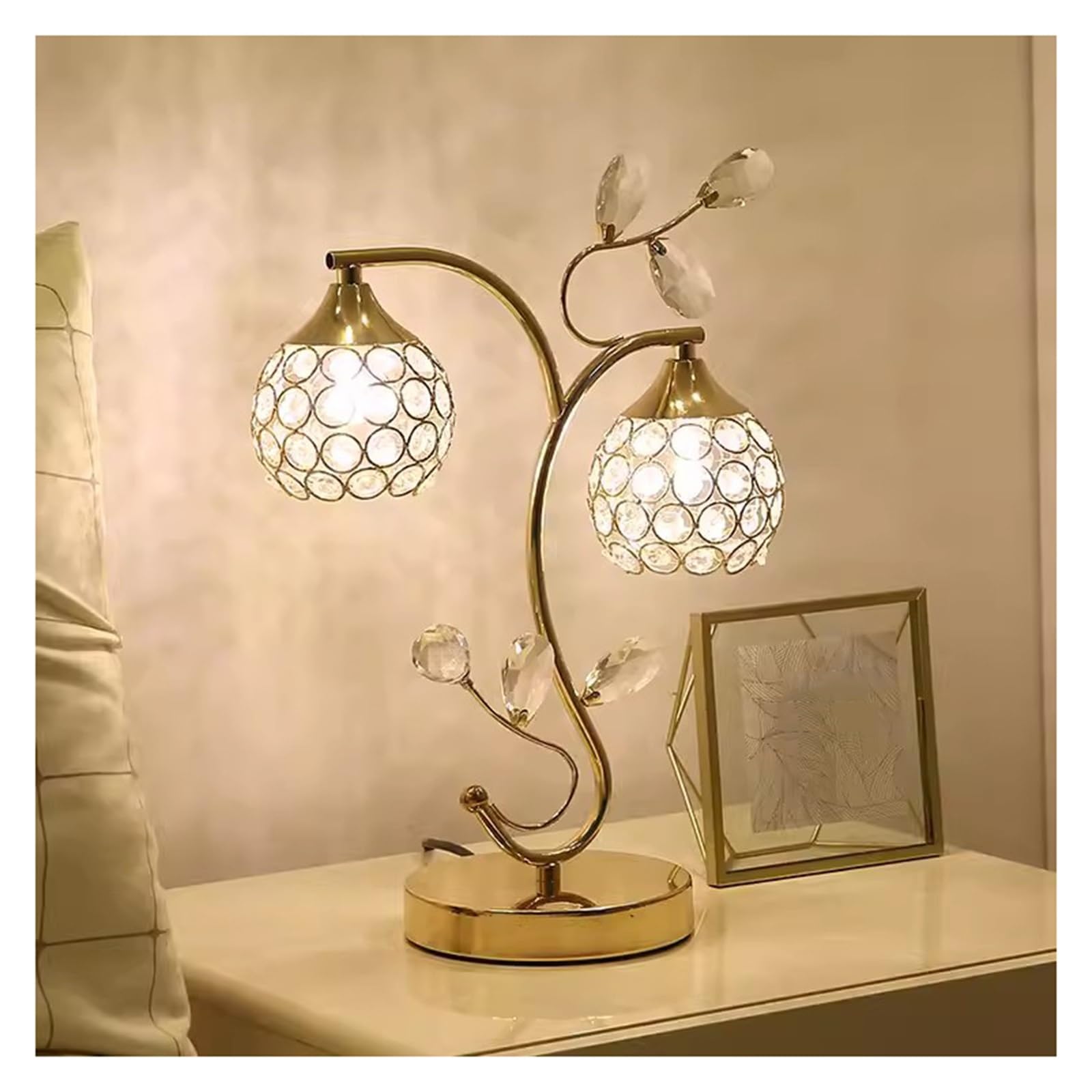 Affascinante Lampada da tavolo in cristallo con controllo a pulsante in comodino dimmerabile a 3 vie Arredamento per la casa(Three Color Lamp,Dimmer)