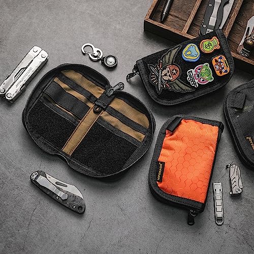VIPERADE VE20 EDC Pouch Klein EDC Werkzeugtasche mit 5 Taschen und 3 elastischen Fächern Klein EDC Organizer Tasche für Multitool Pocket Organizer EDC Tasche Tools Organizer (Orange)